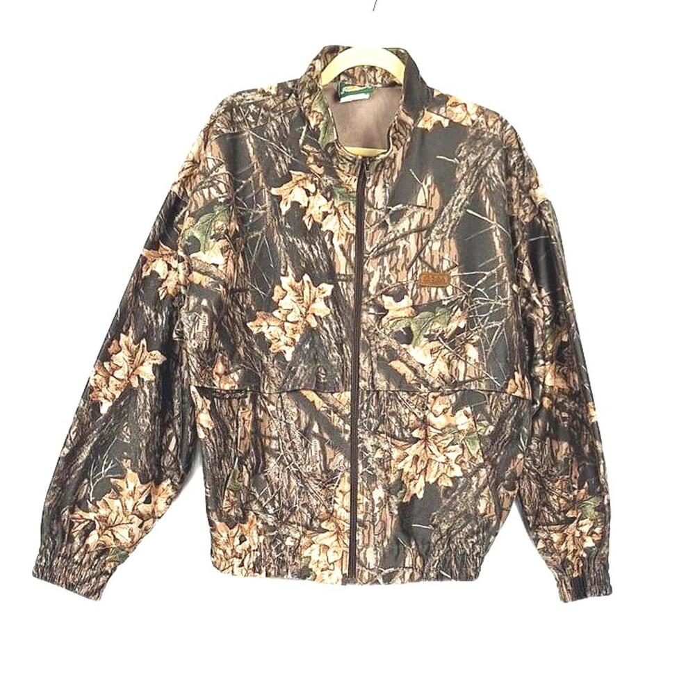 Cabelas Camo Mens Hunting Jacket Breakup‎ L Zippered Pockets Elastic Waist